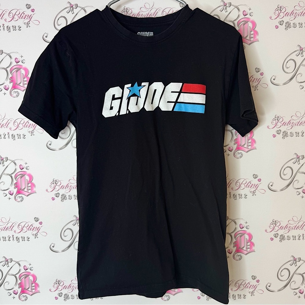 Hasbro G.I. Joe Black Tee tshirt logo graphic stretchy shirt top blue red white